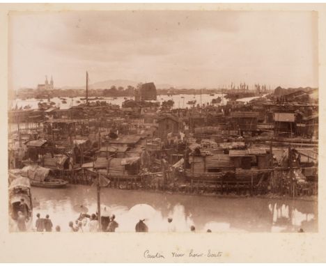 * China &amp; Hong Kong. An album containing 3 photographic panoramas and 44 photographs of Hong Kong and China, early 1890s,