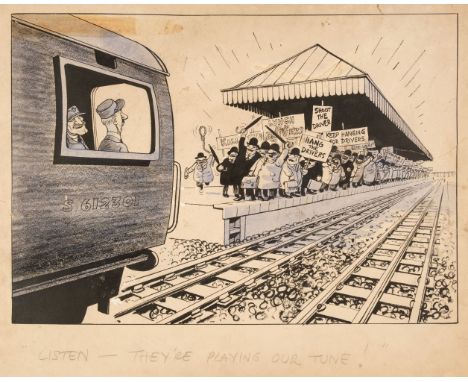 * Jackson (Raymond, 'JAK', 1927-1997). Cartoonist for the Evening Standard, 1952-1997. A group of 4 original 'proof' cartoons