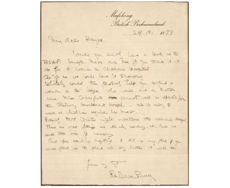 * Baden-Powell (Robert, 1857-1941). A group of 5 Autograph Letters and 1 Typed Letter Signed, South Africa, 1899-1901, the fi