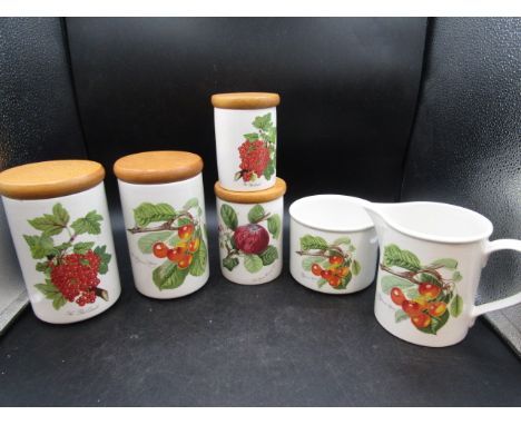 Portmeirion Pamona storage jars x 4, a jug and a small planter&nbsp;