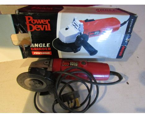 Power Devil electric angle grinder in box
