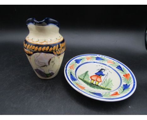 Quimper jug and plate (2 small chips in jug)&nbsp;