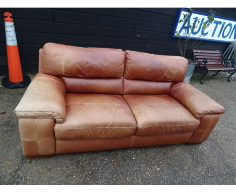 SiSiitalia brown leather 3 seater sofa 200cmW 100cmD 90cmH