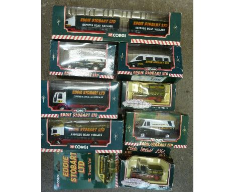 Nine Corgi Eddie Stobart model vehicles, all boxed