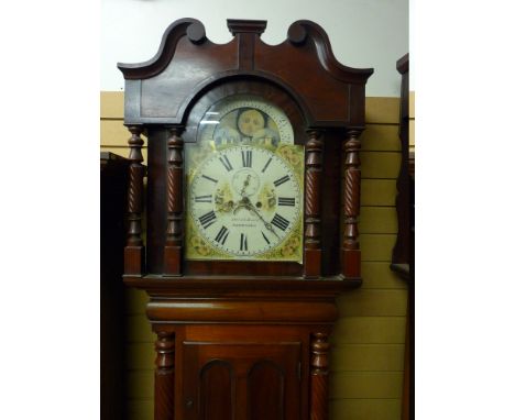 A VICTORIAN MAHOGANY CASED ROLLING MOON DIAL LONGCASE CLOCK by David Jones, Bethesda, the painted dial set with Roman numeral