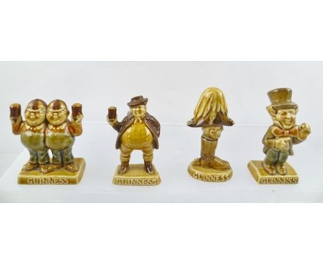 FOUR 'GUINNESS' ADVERTISING GLAZED CERAMIC FIGURES, The Mad Hatter 9cm high, Wellington, Tweedle Dee & Tweedle Dum and John B