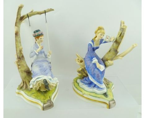 TWO ROYAL WORCESTER LIMITED EDITION BONE CHINA FIGURES "Alice" and "Cecilia", both no. 244, designed by Ronald Van Ruyckevelt