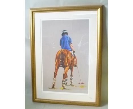 AFTER D. HARRIS "Polo Player", a limited edition Colour Print, signed in pencil, no. 6/250, 78cm x 50cm in gilt glazed frame 