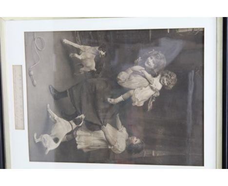AFTER ARTHUR J ELSLEY 'Pick-a-back' sepia print, 59cm x 44cm, in ebonized glazed frame 