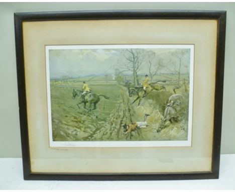 LIONEL EDWARDS The Duke of Rutland's Hounds, The Belvoir in the vale near Jericho Gorse, colour print signed in pencil with F