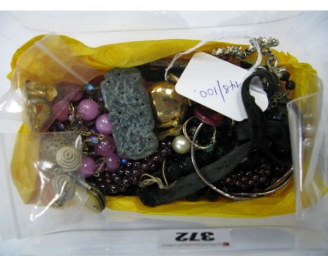 XIX Century and Later Bead Necklaces, openwork bangle stamped "925", Timex brooch watch, folding knife, rings, earrings, etc.