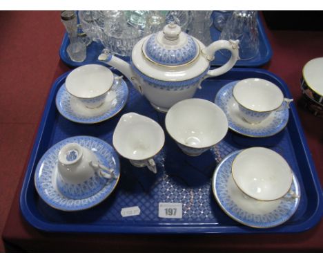 A Royal Worcester Early XX Century Blue and White Tea for Two Set, of eleven pieces.