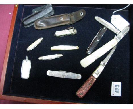 A Collection of Assorted Folding Pocket Knives, including budding/pruning knife, I*XL single blade knife, advertising, cigar 