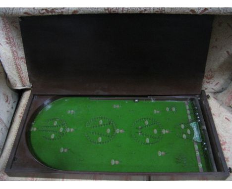 A 1930's Corinthian Bagatelle Board Game, in original wooden case with detachable front.