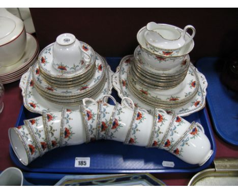 A Clifton China Early XX Century Tea Service of Forty Pieces, with multicoloured swags and gilt rims.