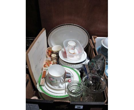 A Miniature Royal Worcester Jug, with blush ground, tea strainer, Derby Posies cup, Victorian tea cup and saucer, early XX Ce