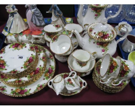 Royal Albert 'Old Country Roses', two dinner, six dessert, six side plates, teapot, six cups and saucers, sugar and cream, se