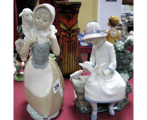 A Nao Model of Seated Girl with Doves, and a Nao girl carrying a sheep on her shoulders. (2)