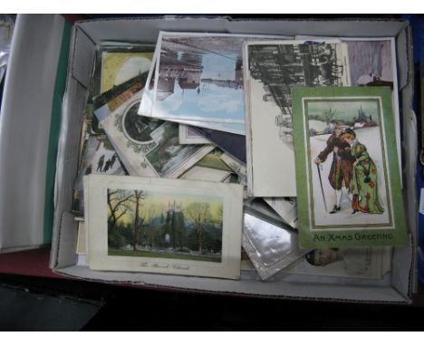 Approximately One Hundred Vintage Postcards, including humorous, topographical, etc, plus eight sheets of reproduction cigare
