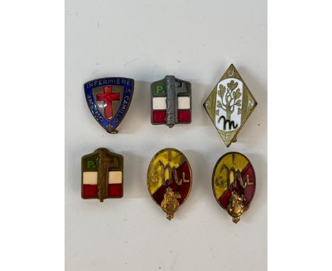 6 WW2 ITALIAN FASCIST BADGES, including enamel examples for the GIL youth movement, PNF and others. Various conditions. 