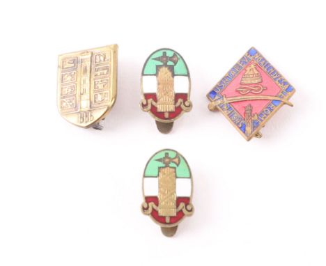 4 WW2 ITALIAN FASCIST BADGES, including fine enamel regimental example, two oval enamel badges in form of Italian national co