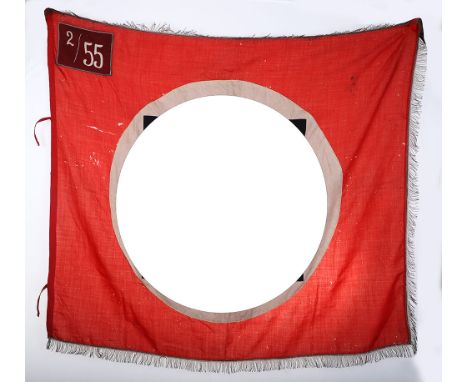 GERMAN WWII SA UNIT FLAG / STANDARTE, multi-piece construction, a red wool field w/ a 2 piece cotton center (swastika is earl