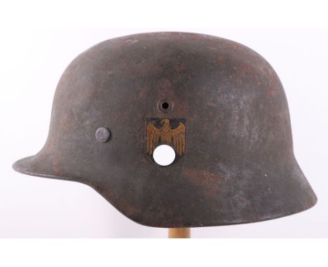 WWII GERMAN KRIEGSMARINE (NAVY) M-40 STEEL COMBAT HELMET, superb untouched as found example of a M-40 Kriegsmarine issue stee