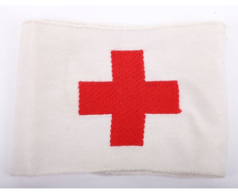 GERMAN WWII ARMY MEDICS ARMBAND, a red embroidered cross on white cotton, has never been sewn together, has some very tiny ho