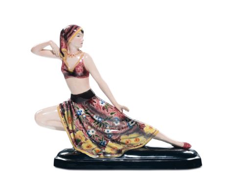 Josef Lorenzl - Goldscheider - Vienna, Danzatrice gitana Ceramica modellata a colaggio dipinta in policromia sotto vernice. S