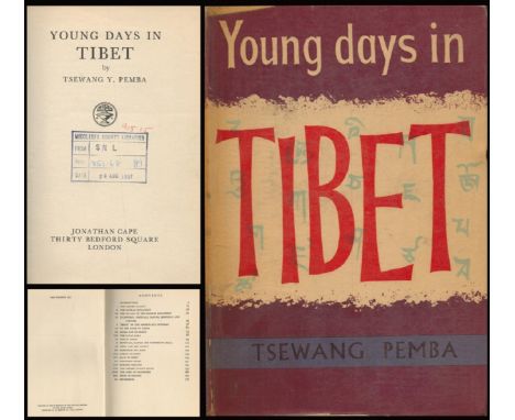 Young days in Tibet By Tsewang Pemba. Ex Library Book. First Edition. Published by Jonathan Cape. 184 pages. Hardback Book. S