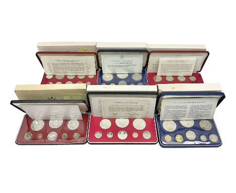 First National Coinage of Barbados 1973 proof eight coin set, from ten dollars to one cent, the ten dollar coin minted in ste