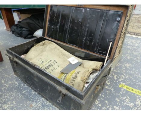 A TIN TRUNK AND CONTENTS. 