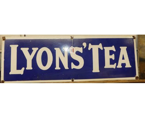 An enamel advertising sign for Lyons Tea, 91 x 30cm