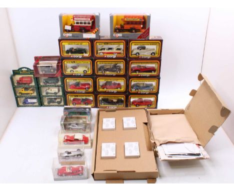 A collection of mixed modern diecasts, with examples including a Corgi Toys Cars of the 50's Jaguar XK120, a Corgi Classics T