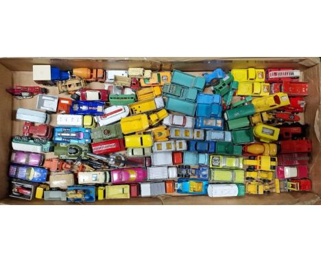 A tray of Matchbox Lesney 1-75 miniatures, with examples including No. 31 Ford Station Wagon, No. 46 Pickfords Removals Van, 