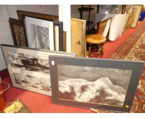 S. Empson - Bleak landscape, monochrome print; together with three others; and Chris Williams - Woodland scene, oil on canvas