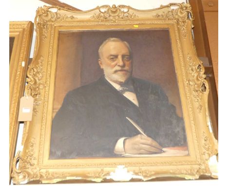Early 20th century school - half-length portrait of a scholar, oil on canvas, indistinctly signed and dated 1911 upper left, 