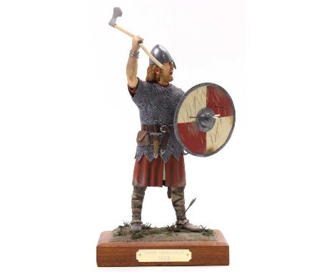 A kit built and painted possibly by JH Jepson, standing figure of a Saxon Housecarles 1066 military figure, handpainted to a 