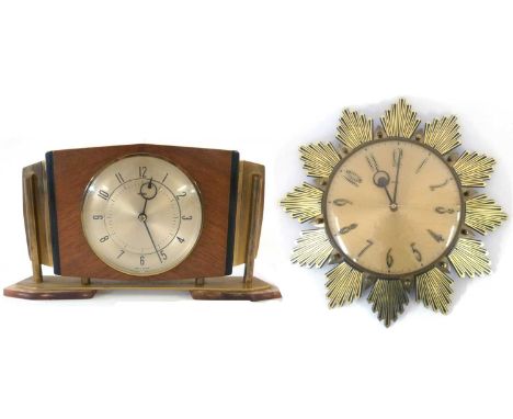 A Metamec starburst wall clock, plus a further Metamec mantel clock (2)