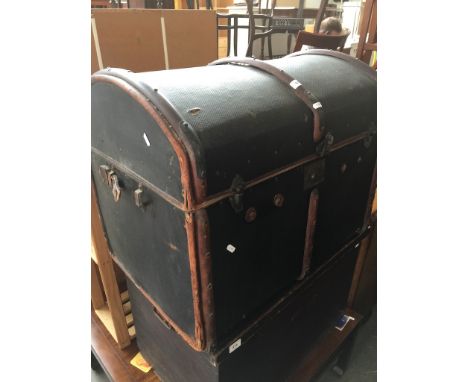 A vintage Drawco domed travel trunk 