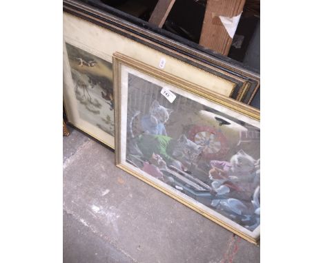 Five prints including hunting scenes 