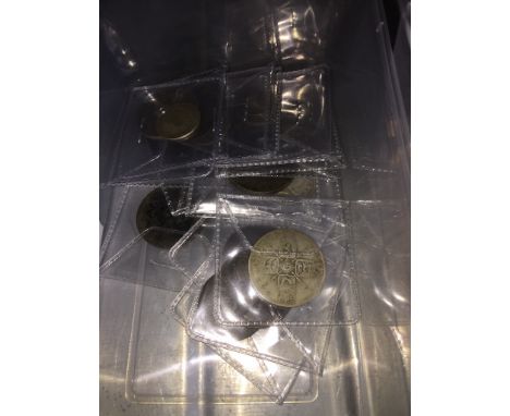 A tub of Georgian copper coins &amp; pre 1947 silver coins 3d - Florin 