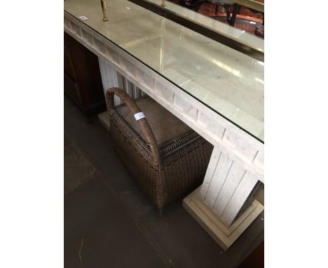 A composite twin pedestal console table. 