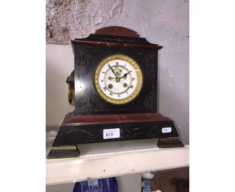 Black slate and red marble mantel clockCondition: surface wear to case, no signs of any major damage, age related wear to dia