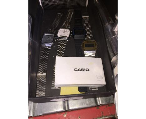 Three Casio digital watches &amp; a Lorus digital/analogue watch 