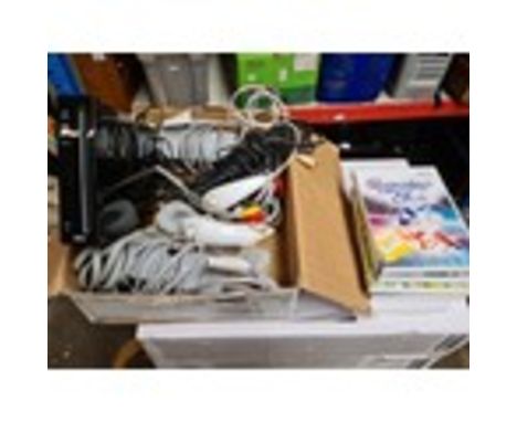 A Wii console, controllers and games