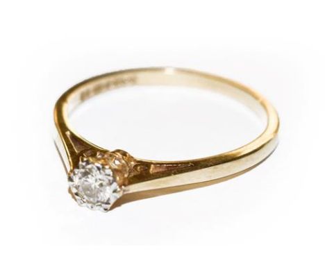 A 9 carat gold diamond solitaire ring, finger size O.  Gross weight 1.5 grams. 