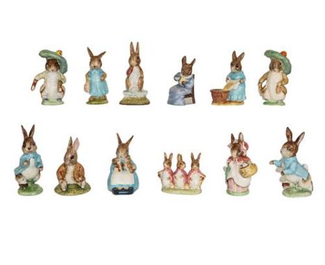 Beswick Beatrix Potter Figures Comprising:  Benjamin Bunny, First Version, and Third Version; Benjamin Bunny Sat on a Bank; C