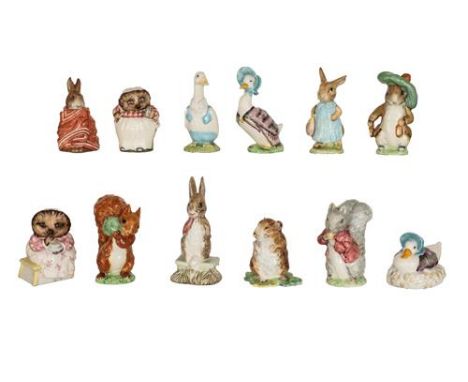 Beswick Beatrix Potter Figures Comprising:  Benjamin Bunny, Second Version; Fierce Bad Rabbit, Second Version; Jemima Puddle-