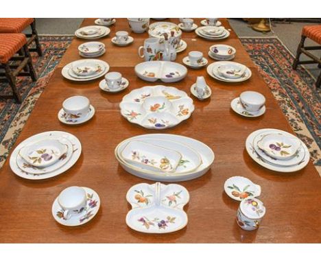 An extensive Royal Worcester ''Evesham'' pattern dinner and tea service including plates, mugs, bowls, tureens and covers (qt